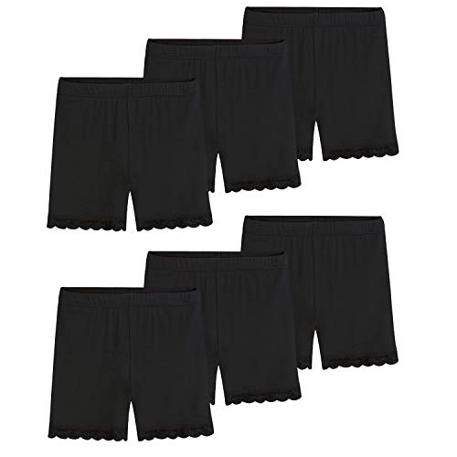 KEREDA Radlerhose Mädchen Kurze Hose Kinder Shorts Kurze Leggings Panty Spitzen 2-10 Jahre (6er-Pack), Schwarz, 5-7 Jahre von KEREDA