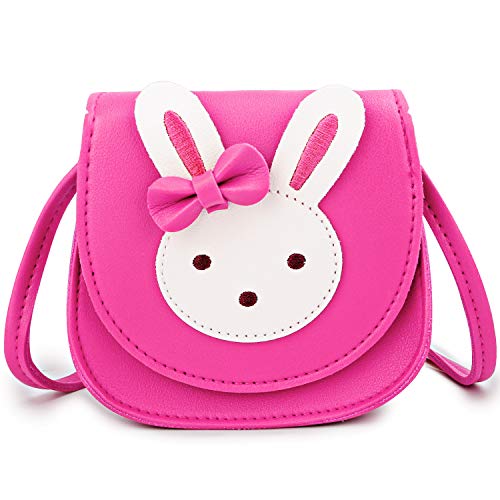 KEREDA Kinder Umhängetasche Mädchen, Niedlicher Hase CrossBody Tasche, PU Leder Prinzessin Mini Handtasche 2-8 Jahre von KEREDA