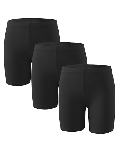 KEREDA Mädchen Kinder Kurze Hose Radlerhose Kurze Leggings Baumwolle Shorts 3 Paar,Schwarz,10-12 Jahre von KEREDA