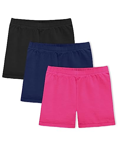 KEREDA 3er-Pack Mädchen Kurze Leggings Radlerhose Sommer Shorts Baumwolle Hosen Unterrock für Kinder,Schwarz/Marineblau/Rosarot,EU 12-14 Jahre,Manufacturer 160 von KEREDA