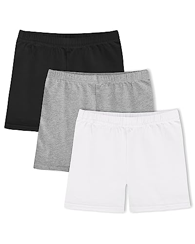 KEREDA 3er-Pack Mädchen Kurze Leggings Radlerhose Sommer Shorts Baumwolle Hosen Unterrock für Kinder,Schwarz/Weiß/Grau,EU 9-10 Jahre,Manufacturer 140 von KEREDA