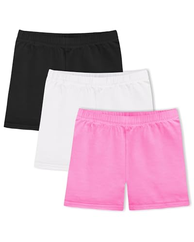 KEREDA Mädchen Kinder Radlerhose Kurze Hose Leggings Shorts Baumwolle 3 Paar,Schwarz/Weiß/Rosa,10-12 Jahre von KEREDA