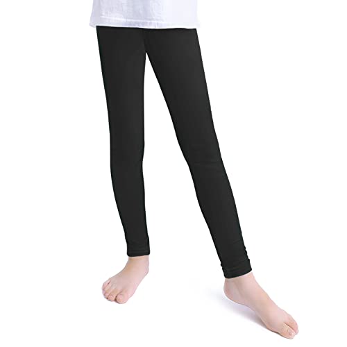 KEREDA Mädchen Leggings Hosen Lange Baumwolle Sport,Schwarz,EU 116-122,Manufacturer 120 von KEREDA