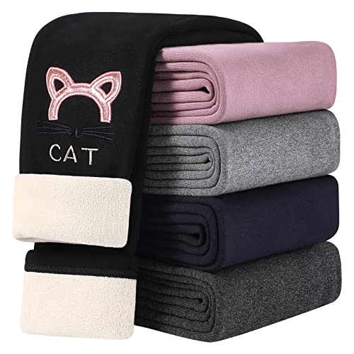 KEREDA Thermo Leggings Mädchen thermoleggings Kinder Gefüttert Katze Winter Warme Thermohose von KEREDA