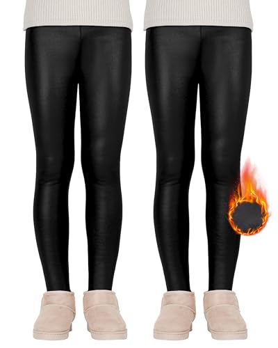 KEREDA Mädchen Leggings Thermo Gefüttert Thermoleggings Winter Warme Kunstleder 2er-Pack,Schwarz Kunstleder,104-110 KEREDA Mädchen Leggings Thermo Gefüttert Thermoleggings Winter Warme Kunstleder 2er-Pack,Schwarz Kunstleder,104-110 von KEREDA