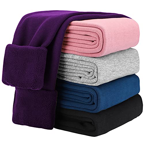 KEREDA Thermo Leggings Mädchen Thermoleggings Kinder Gefüttert Winter Warme Dicke Mit Fleece Thermohose Hosen 1er-Pack Dunkelviolett 128-134 von KEREDA