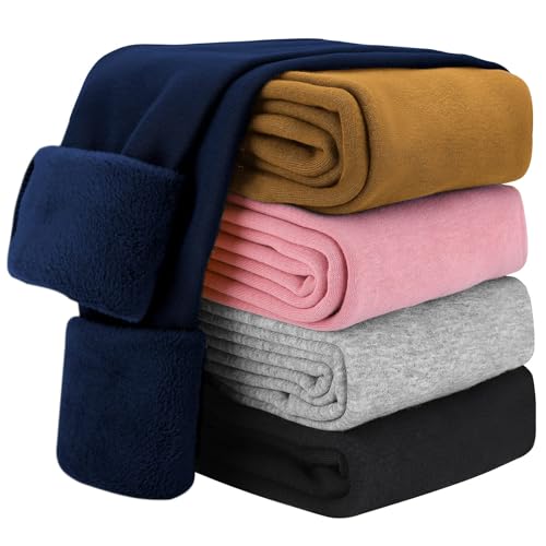 KEREDA Thermo Leggings Mädchen Thermoleggings Kinder Gefüttert Winter Warme Dicke Mit Fleece Thermohose Hosen 1er-Pack Navy 110-116 von KEREDA