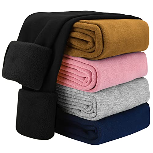 KEREDA Thermo Leggings Mädchen Thermoleggings Kinder Gefüttert Winter Warme Dicke Mit Fleece Thermohose Hosen 1er-Pack Schwarz 110-116 von KEREDA