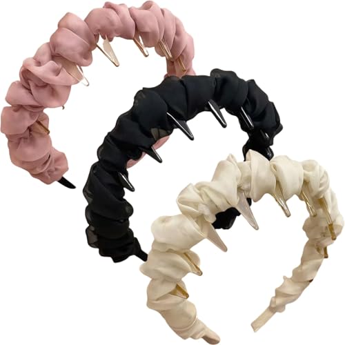 3 StüCk Vintage-Haarband Mit Kunstperlen Und Geflochtenen ZäHnen, Klassisches Retro-Haar-Accessoire FüR Hochzeiten, Partys Und Den Alltag (C) von KERLYING