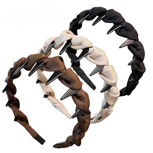 3 StüCk Vintage-Haarband Mit Kunstperlen Und Geflochtenen ZäHnen, Klassisches Retro-Haar-Accessoire FüR Hochzeiten, Partys Und Den Alltag (D) von KERLYING