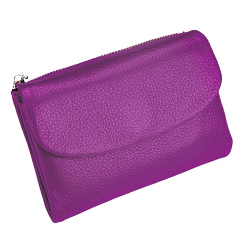 KERLYING Unisex-GeldböRse Aus Leder, 5,3 Zoll Kurzer MüNzkartenhalter Aus Echtem Leder, Unisex-Clutch-Taschen Mit Kreditkartenhalter Und BargeldfäChern (Bright Purple) von KERLYING