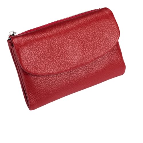 KERLYING Unisex-GeldböRse Aus Leder, 5,3 Zoll Kurzer MüNzkartenhalter Aus Echtem Leder, Unisex-Clutch-Taschen Mit Kreditkartenhalter Und BargeldfäChern (Bright Red) von KERLYING