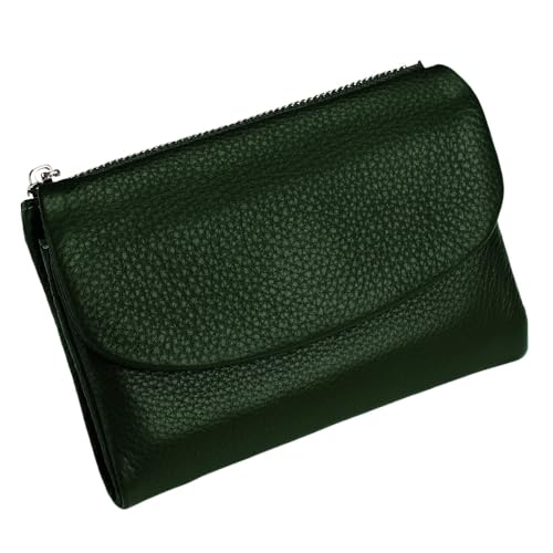 KERLYING Unisex-GeldböRse Aus Leder, 5,3 Zoll Kurzer MüNzkartenhalter Aus Echtem Leder, Unisex-Clutch-Taschen Mit Kreditkartenhalter Und BargeldfäChern (Dark Green) von KERLYING