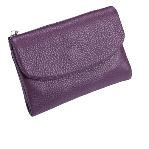 KERLYING Unisex-GeldböRse Aus Leder, 5,3 Zoll Kurzer MüNzkartenhalter Aus Echtem Leder, Unisex-Clutch-Taschen Mit Kreditkartenhalter Und BargeldfäChern (Purple) von KERLYING