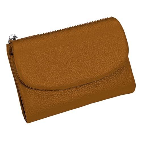 KERLYING Unisex Leather Wallet, 5.3In Short Genuine Leather Coin Card Holder, Unisex Clutch Bags with Credit Card Holder and Cash Slots (Brown) von KERLYING
