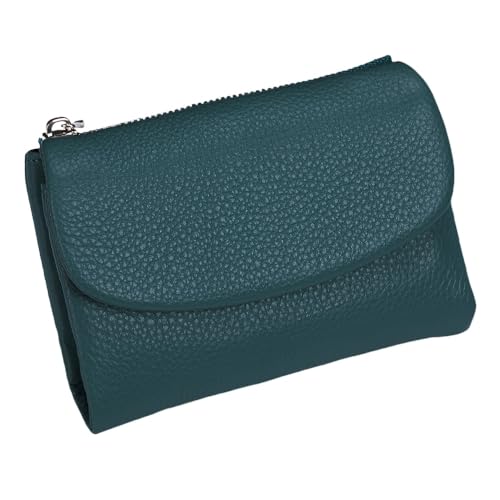 KERLYING Unisex Leather Wallet, 5.3In Short Genuine Leather Coin Card Holder, Unisex Clutch Bags with Credit Card Holder and Cash Slots (Light Blue) von KERLYING