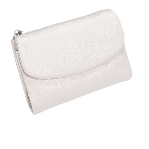 KERLYING Unisex Leather Wallet, 5.3In Short Genuine Leather Coin Card Holder, Unisex Clutch Bags with Credit Card Holder and Cash Slots (Off-White) von KERLYING