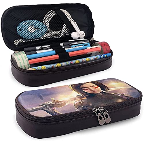 Alita Battle Angel Leder Federmäppchen Federmäppchen Reise Kosmetiktasche Große Kapazität Reißverschluss Federmäppchen Schreibwaren Aufbewahrungsbox Geburtstagsgeschenk Stifthalter von KEROTA