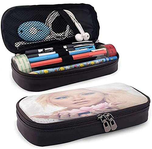 Christina Aguilera Leder Federmäppchen Federtasche Reise Kosmetiktasche Große Kapazität Reißverschluss Federmäppchen Schreibwaren Aufbewahrungsbox Geburtstagsgeschenk Stifthalter von KEROTA