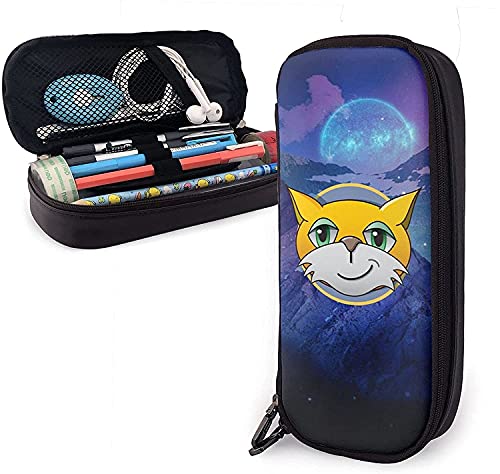 Mr. Stampy Katze Leder Federmäppchen Personalisierte Stifttasche Bleistifttasche Stifttasche Stiftebox Schreibwaren Tasche Multifunktionale Box für Jungen Mädchen von KEROTA