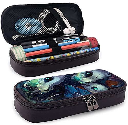 Sans Undertale Federmappe aus Leder, großes Fassungsvermögen, Stiftemarker-Halter, Beutelbox, große Aufbewahrung, Schreibwaren-Organizer mit Reißverschluss für Büro Sans Undertale Federmappe aus Leder, großes Fassungsvermögen, Stiftemarker-Halter, Beutelbox, große Aufbewahrung, Schreibwaren-Organizer mit Reißverschluss für Büro von KEROTA