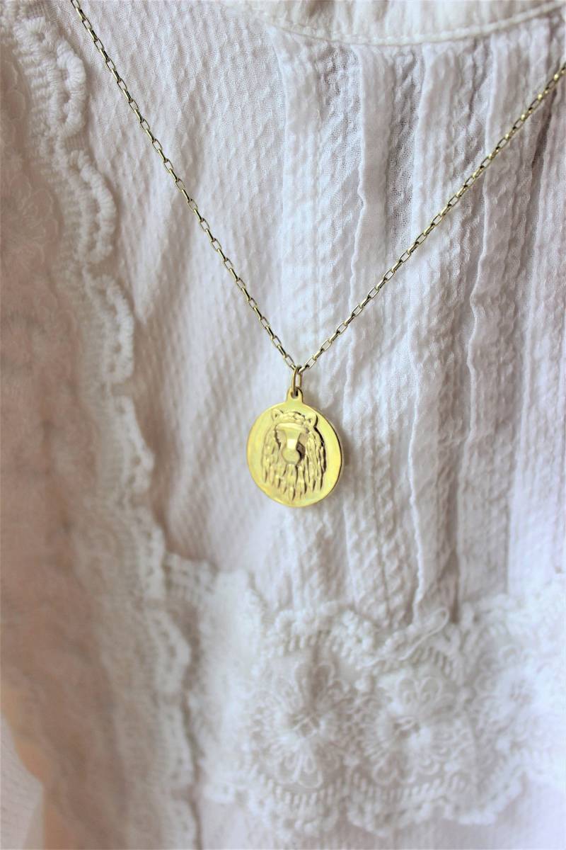 Löwenmedaillon, Leo Tierkreis Zeichen Medaillon Löwenmedaillon, Leo Tierkreis Zeichen Medaillon von KERjewellery