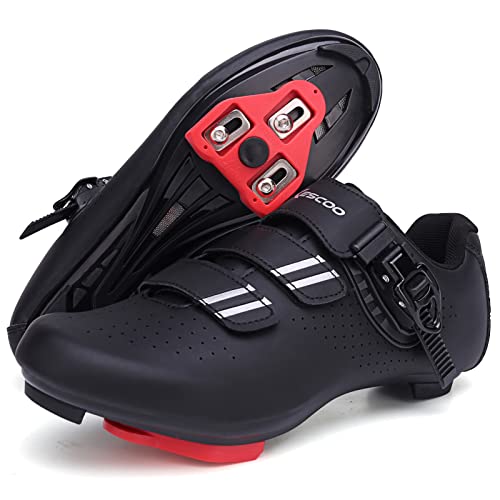 Fahrradschuhe für Herren und Damen, kompatibel mit Peloton Bike Shimano SPD & Look ARC Delta für Indoor Spin Cycle Rennradschuhe mit Delta-Stollen vorinstalliert, 1 Schwarz, 42.5 EU von KESCOO