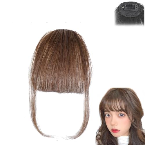 Bangs Clip-in Echthaar, nahtlose 3D Clip-in Bang Haarverlängerungen, nahtlose 3D Clip-in Bangs Haarverlängerungen für Damen, gebogene Pony für den Alltag von KESKPAMH