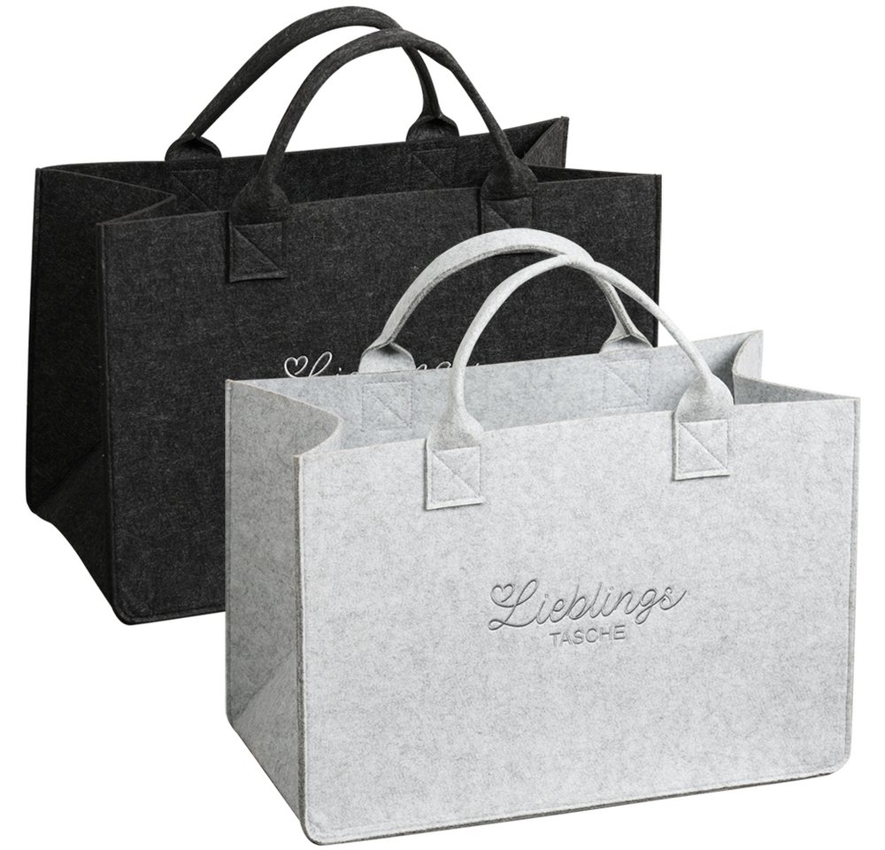KESPER® Henkeltasche Aufbewahrungstaschen „Lieblingstasche“ im 2-er Set, in Filz-Optik (Set, 2-tlg), 2 verschiedene Farben, 100% Polyester, 50x25x34 cm von KESPER®