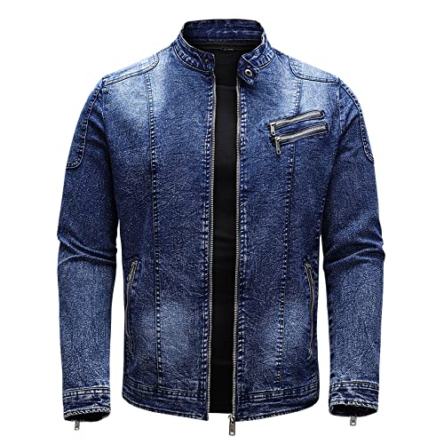 KESRAT Herren Retro Jeansjacke Langarm Reißverschluss Schlanke Bequeme Hübsche Pendler Vielseitige Freizeitjacke Europa und Amerika XL von KESRAT