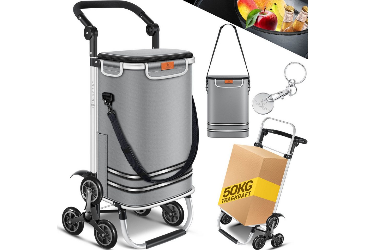 KESSER Einkaufstrolley, Einkaufstrolley mit Kühlfach ideal für Stufen belastbar bis 50kg von KESSER