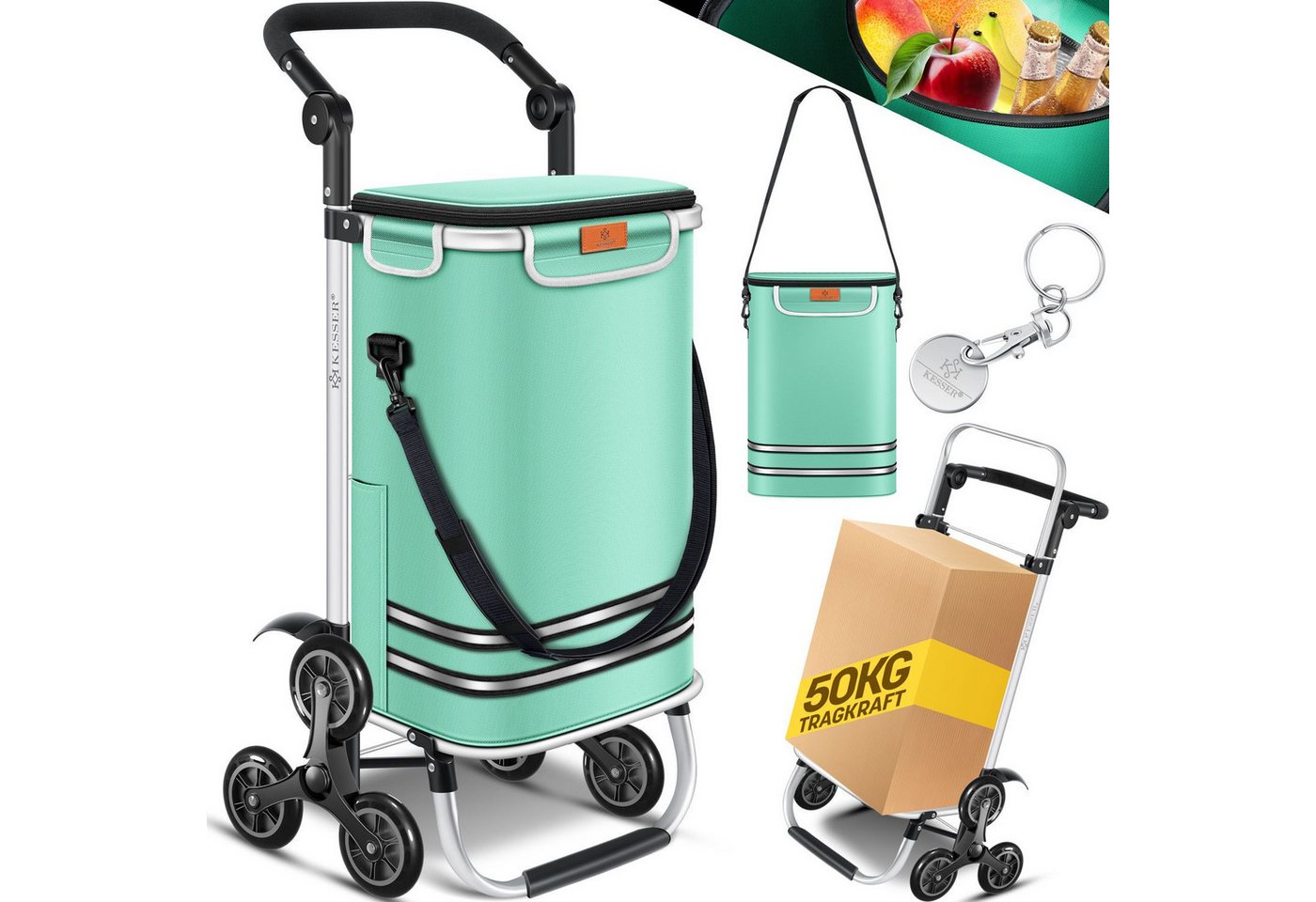 KESSER Einkaufstrolley, Einkaufstrolley mit Kühlfach ideal für Stufen belastbar bis 50kg von KESSER