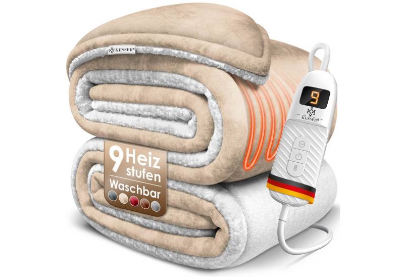 KESSER Heizdecke, Heizdecke aus Sherpa-Fleece Doppelseitig elektrische Wärmedecke von KESSER