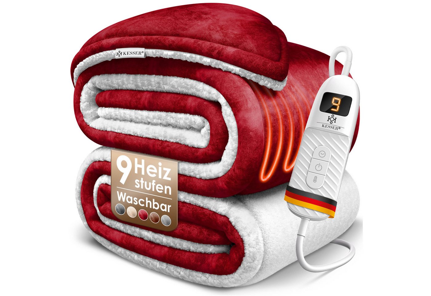 KESSER Heizdecke, Heizdecke aus Sherpa-Fleece Doppelseitig elektrische Wärmedecke von KESSER