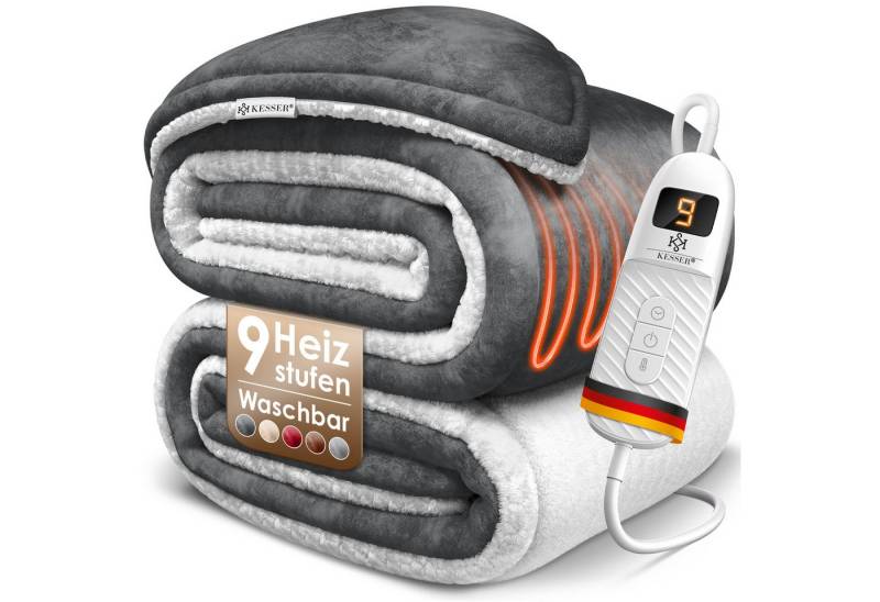 KESSER Heizdecke, Heizdecke aus Sherpa-Fleece Doppelseitig elektrische Wärmedecke von KESSER