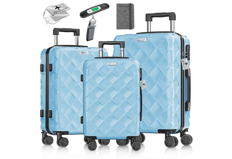 KESSER Kofferset, 3-teilig ABS Hartschalenkoffer mit Zahlenschloss, Waage & Brieftasche von KESSER