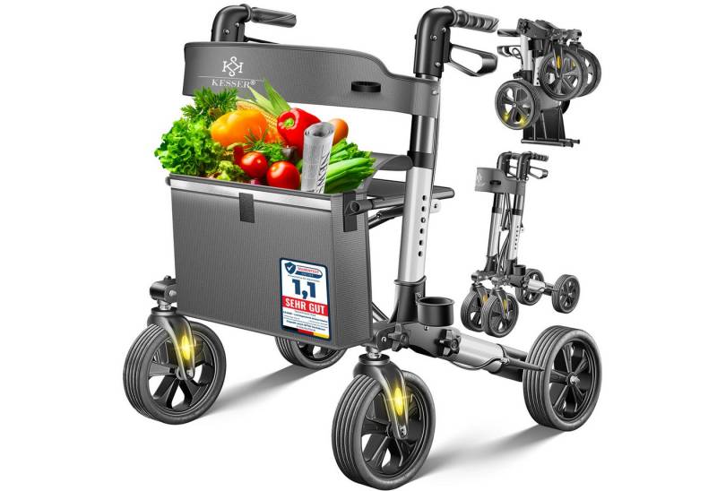 KESSER Rollator, faltbar Laufhilfe Senioren Gehhilfe mit Sitz & Tasche höhenverstellbar KESSER Rollator, faltbar Laufhilfe Senioren Gehhilfe mit Sitz & Tasche höhenverstellbar von KESSER