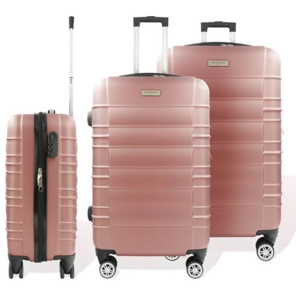 KESSMANN HOFFMANN Kofferset ABS Hartschalen Koffer 3 teilig Set Kofferset Reisekoffer groß, 4 Rollen, (Koffer-Set, 3 tlg., Leichtgewicht Rollkoffer mit 360° Rollen Reisen Urlaub Reisekoffer Set), Trolley Gepäckset Hartschalenkoffer Urlaubskoffer Handgepäck Organizer von KESSMANN HOFFMANN