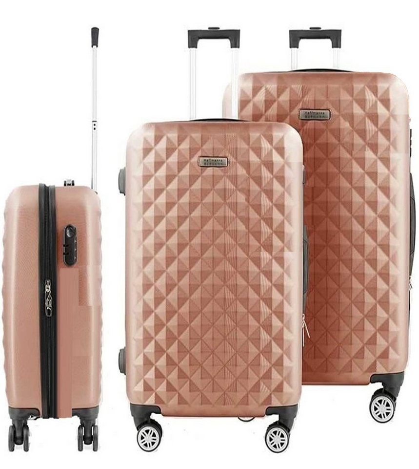 KESSMANN HOFFMANN Kofferset Hartschalenkoffer Set 3 Teilig Kofferset L XL XXL mittel groß Koffer, 4 Rollen, (Koffer-Set, 3 tlg., Leichtgewicht Rollkoffer mit 360° Rollen Reisen Urlaub Reisekoffer Set), Trolley Gepäckset Hartschalenkoffer Urlaubskoffer Handgepäck Organizer von KESSMANN HOFFMANN