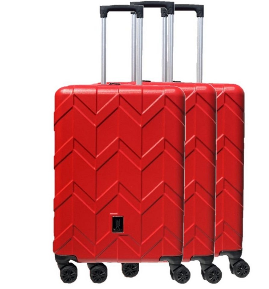 KESSMANN Kofferset Hartschalenkoffer Kofferset XL 80L Koffer Trolley Urlaub Reisekoffer, 4 Rollen, (Koffer-Set, 3 tlg., rot Kofferset Hartschalenkoffer Trolleyset Handgepäck Reisetaschen), Rollkoffer 360° Rollen Koffer Reisen Travel Hartschale Urlaubskoffer von KESSMANN