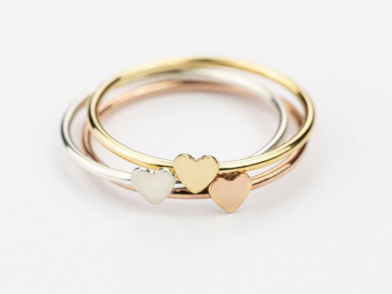 Zierlicher Herz-Ring Silber, Gold, Roségold-Band von KESTJewelry