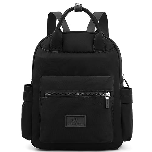 KESUDE Damen Rucksack Klein Elegant Schwarz, Cityrucksack Damen rucksackhandtasche Kleiner Schultertasche 2 in 1 Wasserdicht Damenrucksack Moderne Schultasche Nylon Reiserucksack Daypack für Frauen von KESUDE