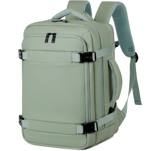 KESUDE Handgepäck Rucksack Damen Herren, Ryanair Handgepäck 40x20x25 Reiserucksack Flugzeug Unter Sitzplatz Tasche 15,6 Zoll Laptop Rucksack 20L, Travel Backpack Cabin Bag Für Easyjet Eurowings, Grün von KESUDE