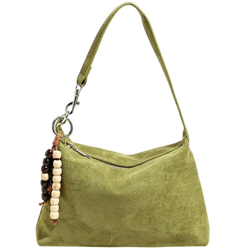 KESUDE Handtasche Damen Klein, Wildleder Tasche Damen Kleine Umhängetasche Crossbody Bag Schultertasche mit Verstellbar Abnehmbar für Frauen Dating Arbeit Reisen Party Einkaufe, Grün von KESUDE