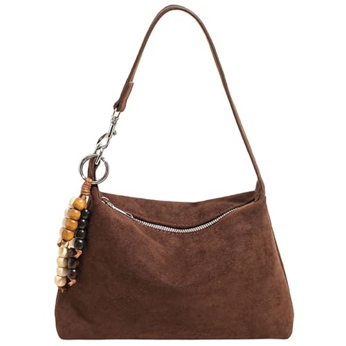 KESUDE Handtasche Damen Klein, Wildleder Tasche Damen Kleine Umhängetasche Crossbody Bag Schultertasche mit Verstellbar Abnehmbar für Frauen Dating Arbeit Reisen Party Einkaufe, Kaffee von KESUDE