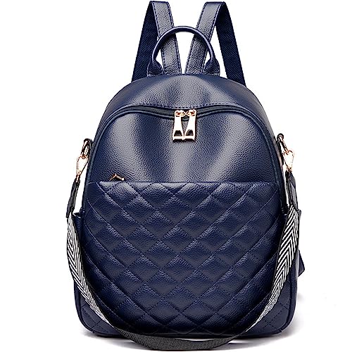 KESUDE Rucksack Damen Klein, PU Leder Wasserdicht Mini Cityrucksack Elegant Daypack Handtaschen Schultertasche Tasche 3 in 1 Backpack Women Reisetasche für Party/Reisen/Arbeit, Blau von KESUDE