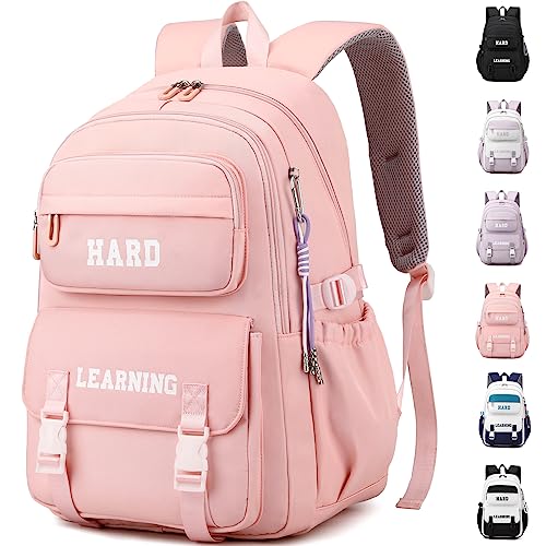 KESUDE Schulrucksack Mädchen Teenager, Groß Schul Rucksack Multi-Tasche Wasserdicht Schulranzen Rucksack Daypacks Backpack School Bag Schultasche für Mädchen Damen, Rose von KESUDE