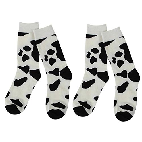 KESYOO 2 Paar Mädchen Kuh Socken Cartoon Winter Warme Socken Niedliche Baumwolle Schraubensocken Baumwolle Kuh Muster Gedruckt Socken Frauen Socken für Kalte Tage Tragen von KESYOO