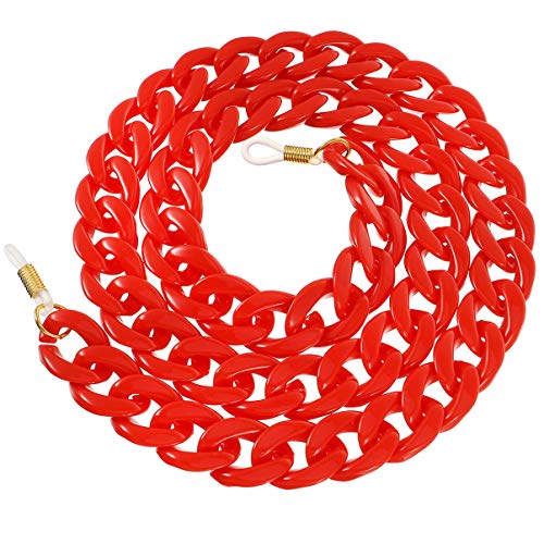 KESYOO Frauen Brillenketten Acryl Brille Riemenhalter Einzigartige Brillenhalter Brillenschnur Halsketten für Frauen Mädchen (Rot) von KESYOO