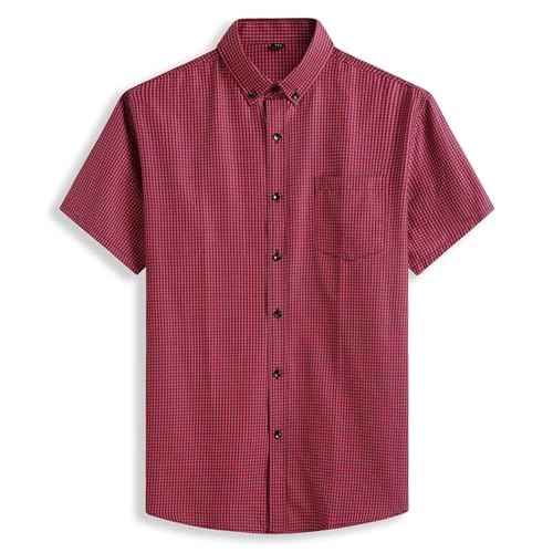 KETAFOUND Herren-Kurzarmhemden – Klassisches Button-Down-Hemd Mit Rotem Karomuster, Business-Casual-Oberteile, Schmale Arbeits- Und Bürokleidung Aus 100% Baumwolle In Übergröße, Wie von KETAFOUND